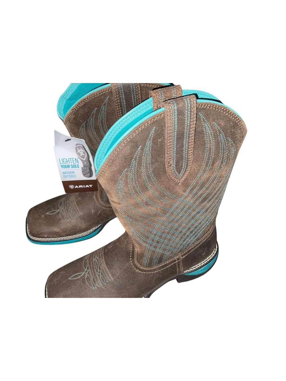 New! Women's 6B Ariat Anthem Java Brown/Turquoise Western Boots 10027247 - Picture 6 of 8
